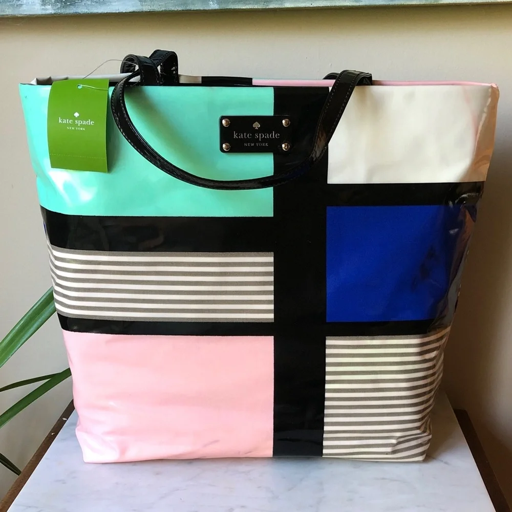 Kate Spade RARE Mondrian Color Block “Bon Shopper” Tote Bag NWT